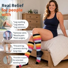 4 Pairs Plus Size Compression Socks for Women & 4X-Large, A2 Assort 4