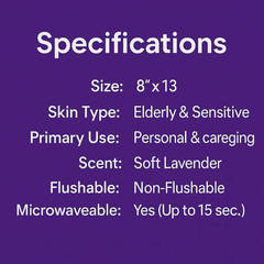 Adult Wet Wipes Lavender Scented – Soft Disposable Washcloths for Incontinence &
