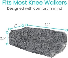 Universal Fit Knee Walker Pad Cover – Soft Gray Memory Foam Cushion, Adjustable