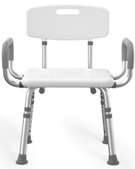 Adjustable Shower Chair with Padded Armrests & Back | Heavy Duty Bath Seat for S