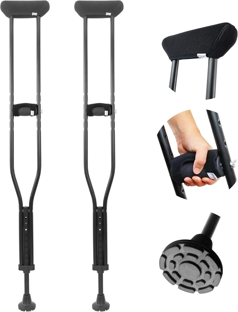 Underarm Crutches for Adults with Padded Handle (X2 Units, Size L), Height Adjus