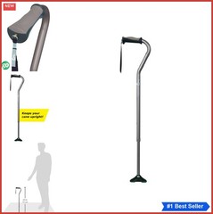 Adjustable Offset Quadpod Walking Cane 4 Prong Height 28 to 39 Inches 300 Lbs