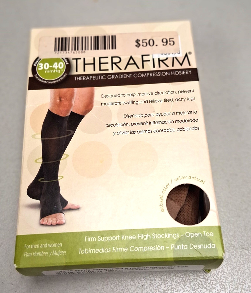 Therafirm Open-Toe Knee Highs 30-40mmHg (Sand / Arena), XL)