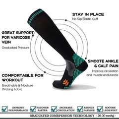 Full Toe Compression Socks Wide Calf For Women Men 20-30 mmHg 3 Size Stocking