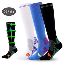 Full Toe Compression Socks Wide Calf For Women Men 20-30 mmHg 3 Size Stocking