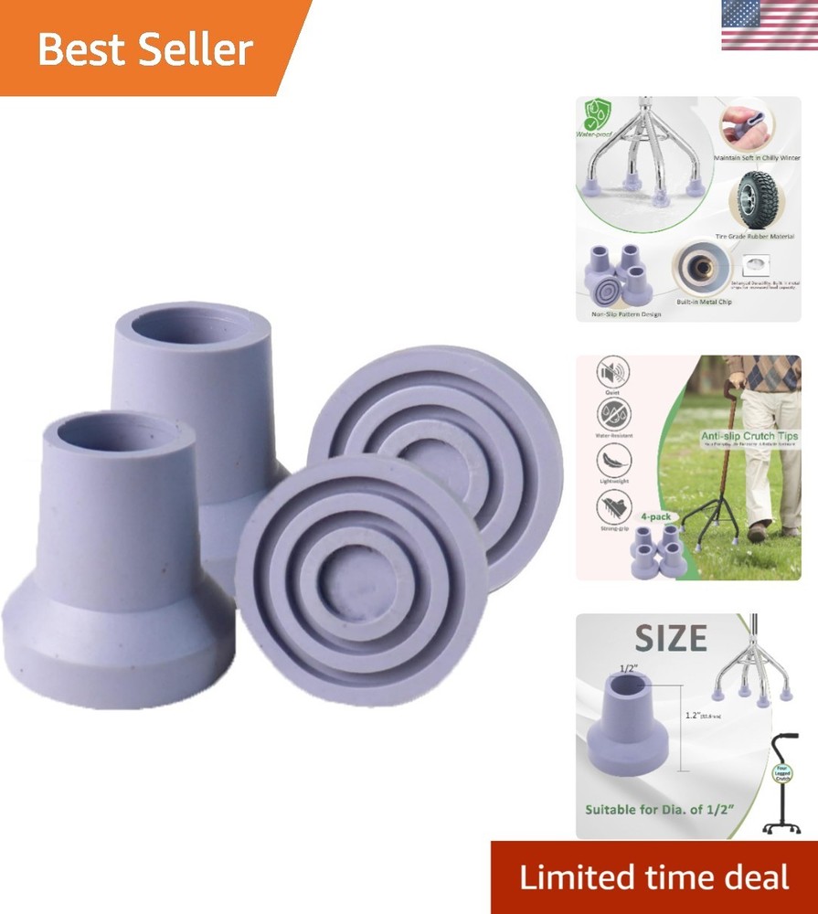 4 Pack 1/2 Inch Anti-Slip Walking Cane Tips – Enhanced Stability for Comfort
