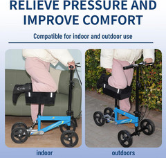 Knee Scooter Pad Cover with 2“ Removable Highly Resilient Comfort Memory Foam C