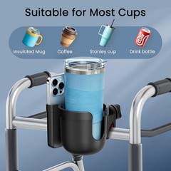 2-in-1 Universal Cup & Phone Holder for Walkers, Wheelchairs & Mobility Scooters