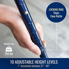 DMI Sports Foldable Walking Cane 33-37 Inch Adjustable Wood Handle