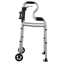 Folding Walker Stand Assist Adjustable Height Width Lightweight Walker 2 Wheels