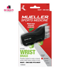 Mueller Green Fitted Wrist Brace, Left Hand, Unisex, One Size Fits Most, Black