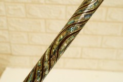 Handmade Abalone Shell Walking Cane – Wood & Brass Inlaid Walking Stick 36″