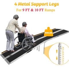 2ft-10ft Folding Wheelchair Ramps Aluminum Scooter Mobility Ramp Non-Slip 600LBS