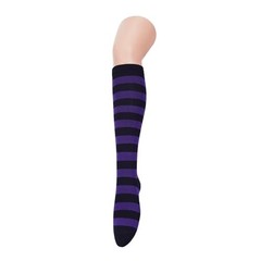 Women’s Knee High Athletic Socks Stripes One Size B Pack Purple Black Stripes