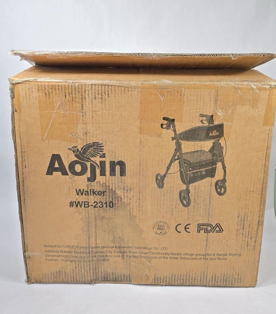 Aojin WB-2310 Folding Rollator Walker with Seat Purple Mobility Aid Open Box