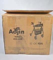 Aojin WB-2310 Folding Rollator Walker with Seat Purple Mobility Aid Open Box
