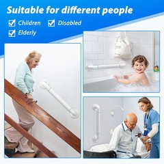 2 Pack 16 Inch White Shower Grab Bar,Bath Grab Rails with AntiSlip Grip and S…