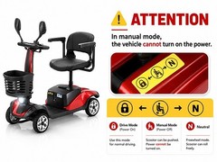 4 Wheel Mobility Scooter for Adults 350W Electric Travel Scooter 350 lbs Red