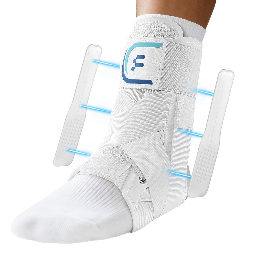 Fitomo White Quick Lace Up Ankle Brace for Women Men with Removable Splints, …