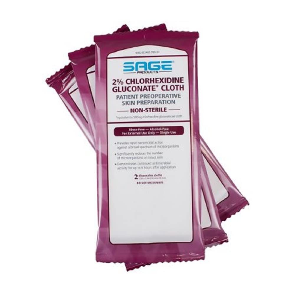 Sage 2 Chlorhexidine Gluconate Chg Skin Cleaning Wipes 3 Count Pack