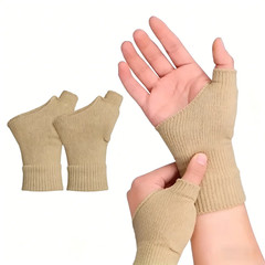 1 Pair Breathable Thumb-Wrist Compression Gloves with Gel Padded Wrist Support f