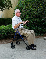 Lumex Height-Adjustable Rollator with Seat for Seniors – Blue Rolling Walker