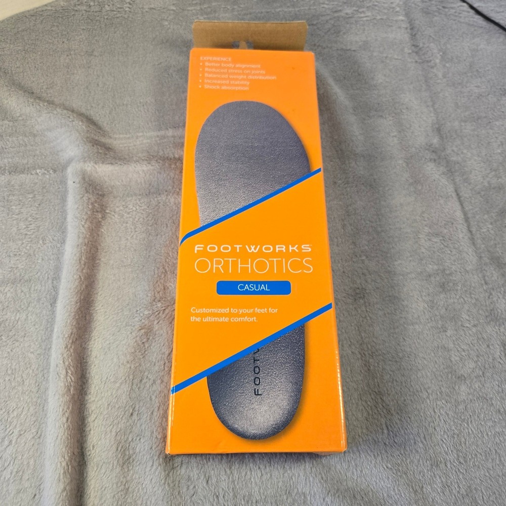 Footworks Casual Orthotics Mens Size 9 Charcoal Neutral Arch Support Insoles