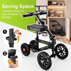 BlessReach All Terrain Knee Scooter Dual Brake 11″ Wheels Black WB2208-T