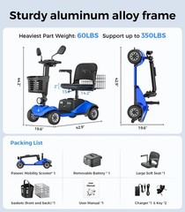 4 Wheels Mobility Scooters Power Wheelchair Folding Electric Scooter For Adult