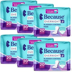 Because Overnight Incontinence Pads for Women – Moderate-to-Heavy Absorbency for