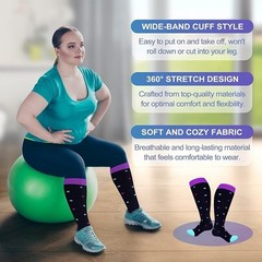 LEVSOX Plus Size Compression Socks for Women Men Wide Calf Extra Large 15-20 mmH