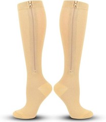 Nylon Zipper Compression Socks Support Graduated Stockings Mens Womens 20-30mmHg