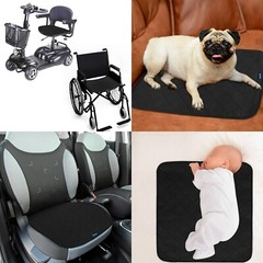 Waterproof Incontinence Chair Pads Quilted Seat Pads Cover 4 Pack 22″x21″ Black