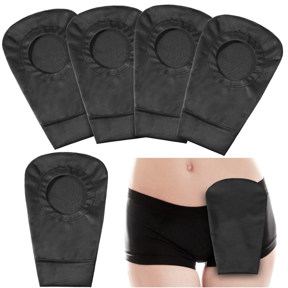4 Pcs Black Ostomy Bag Cover Pouch Odor 2.36 Inch Diameter