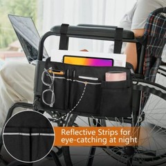 Waterproof Wheelchair Side Bag with Cup Holder for Walkers Rollators Wheelchairs
