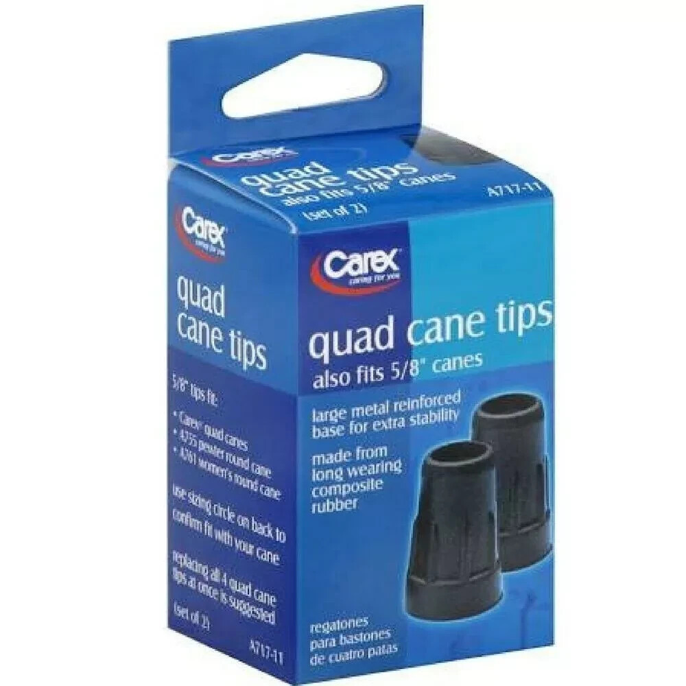 2 Carex Quad Cane Tips Fits 5/8″ Canes Large Metal Reinforced Base free shipping