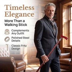 Dr. Watson – Handcrafted Wooden Walking Stick, Walking Cane with Fritz Handle