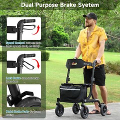 MAXWALK All-Terrain Rollator Walker w/ Non-Pneumatic Tire 4x 8” Rubber Wheel USA
