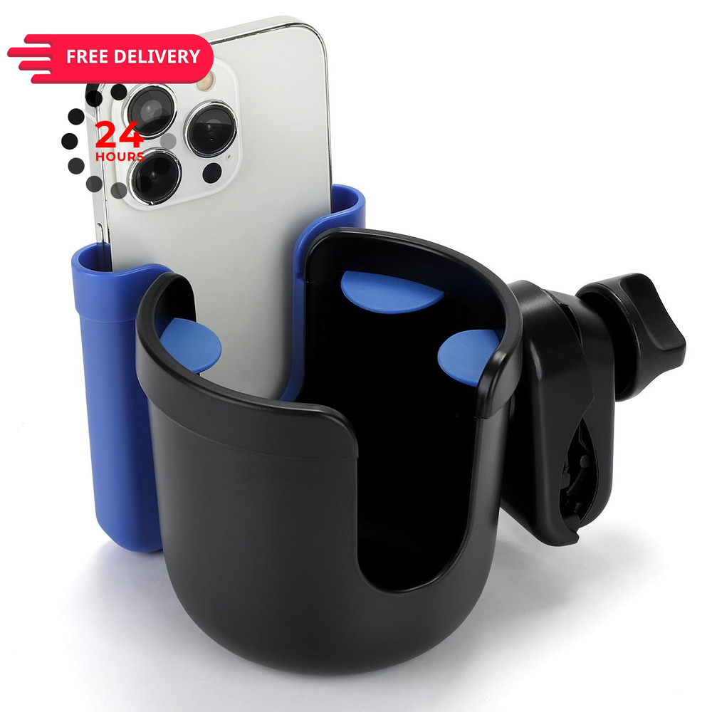 Accmor 2-in-1 Wheelchair Cup Holder, Walker Holder with Large, Black Blue