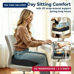 TushGuard Ergonomic Seat Cushion with Coccyx Cutout – 4-Zone Structure Office Ch