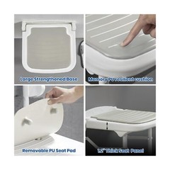 Folding Wall Mounted Shower Seat,Support 550lbs,Adjustable Height Fold Down S…