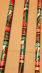 T Handle Hand Carved Painted Authentic Mexican Walking Cane Stick Staff Aztec #1