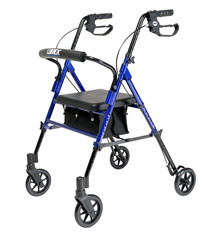 Lumex Height-Adjustable Rollator with Seat for Seniors – Blue Rolling Walker