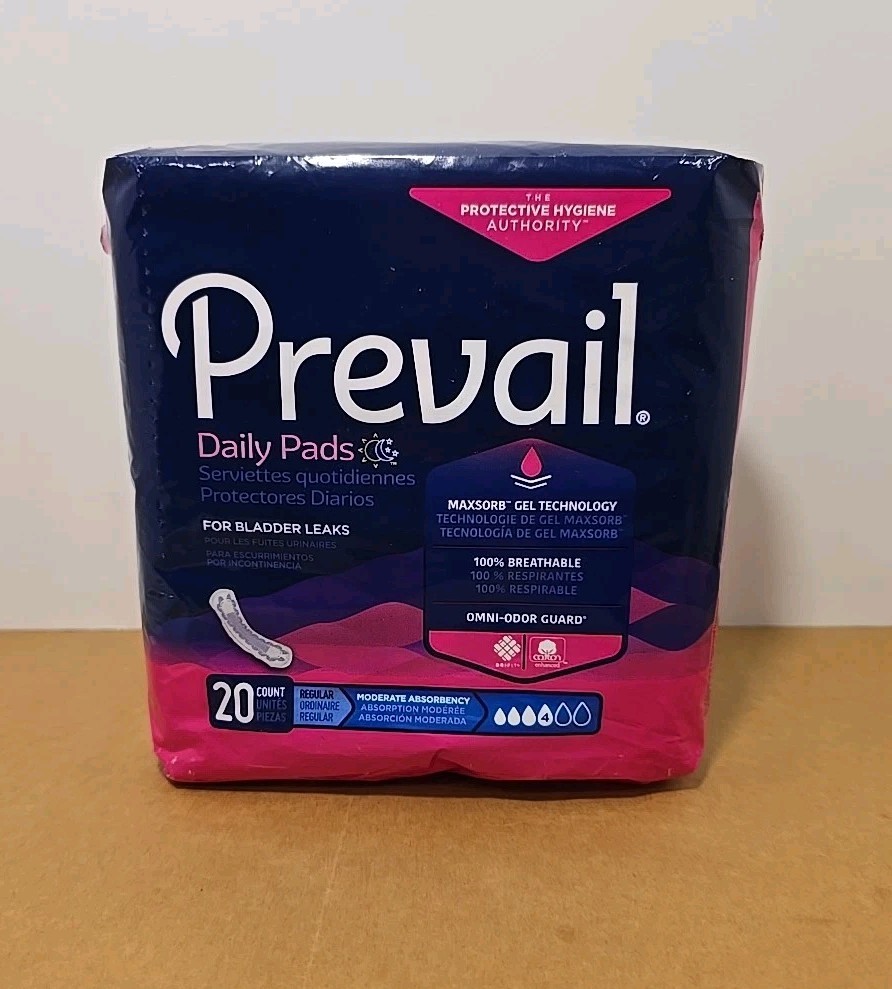FREE SHIPPING! Women’s Prevail Daily Pads for Bladder Leaks – 20 count NEW
