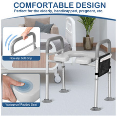 TESOBI Raised Toilet Seat Without Bucket 500lb 7 Height Adjustable