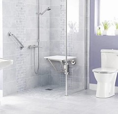 Wall Mounted Folding Shower Seat 350 lb Plastic Wood Stainless Steel Bench