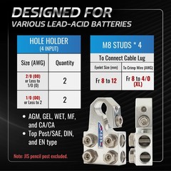 Kaas 8-Way Lead Acid Battery Terminal Connector, Small, Silver