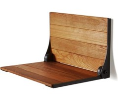 Seachrome Silhouette Teal Shower Seat Bench, Wall Mount, Foldable Black Frame
