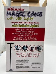 LivingPro All Terrain LED Folding Walking Cane 5 Adjustable Height Levels