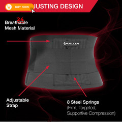 MUELLER Sports Medicine Adjustable Back Brace, Ideal for Upper Small, Black